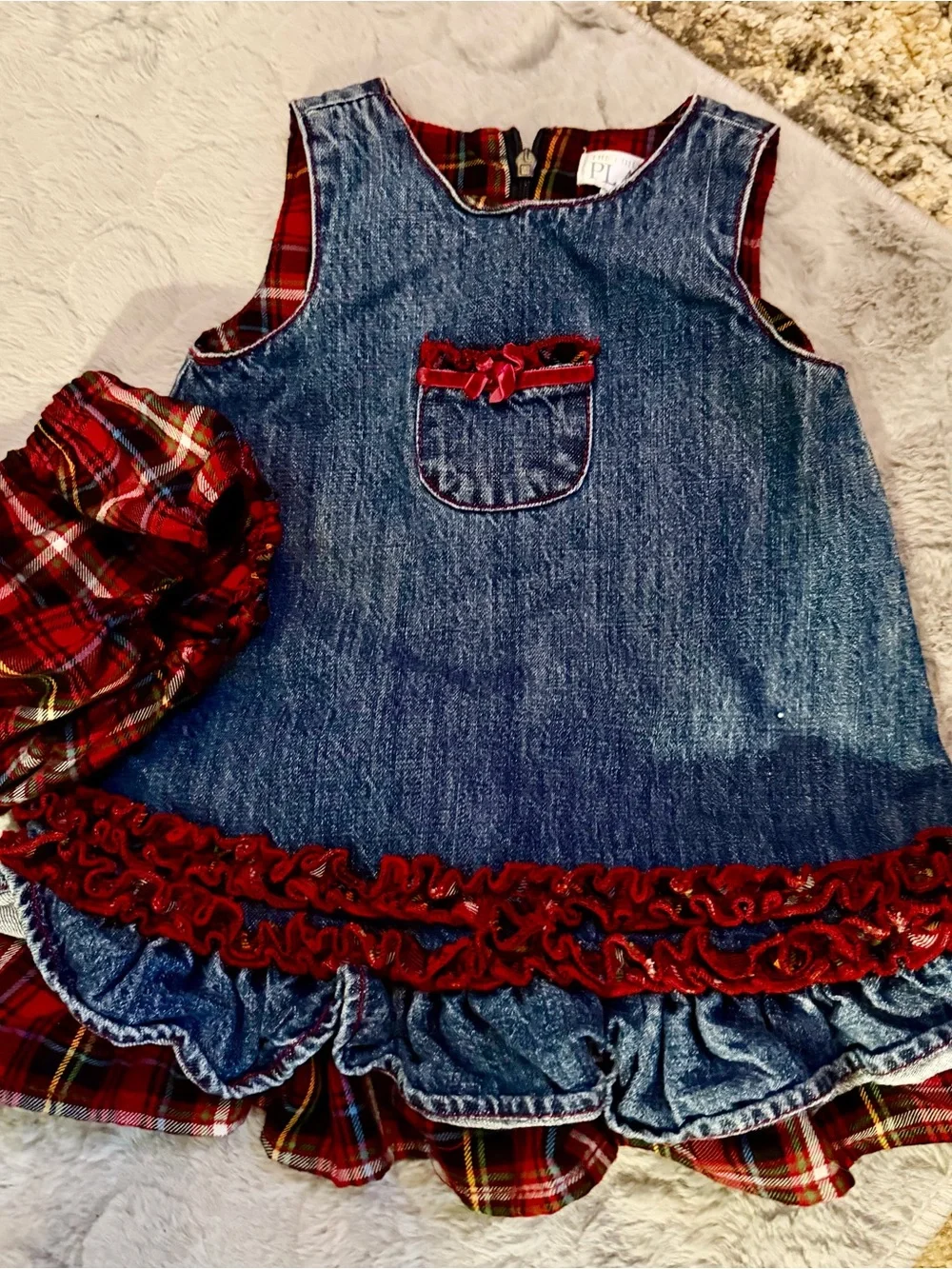 Girls Denim The children’s place 6-9 month Layered Dress with panties! - Picture 2 of 4